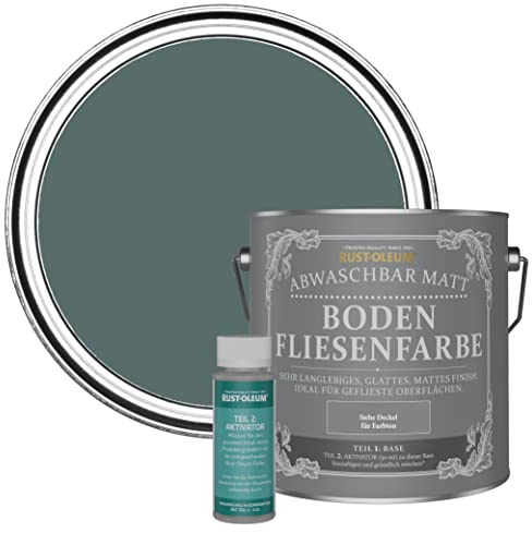 Rust-Oleum Green Washable Matt Floor Tile Paint - Deep Sea 2.5L