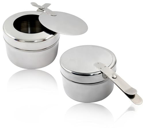 Moicstiy 2Pcs Stainless Steel Fuel Holders Chafing Wick Fuel Holder with Safety Cover, Buffet Warmer Warming Trays Perfect for Barbecue Buffets Chafing Dish Parties