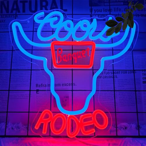 JooeTuu Beer Neon Sign Dimmable Western Rodeo Neon Light Signs for Wall Decor Cowboy Neon Sign for Man Cave Home Bar Beer Club Pub Bistro