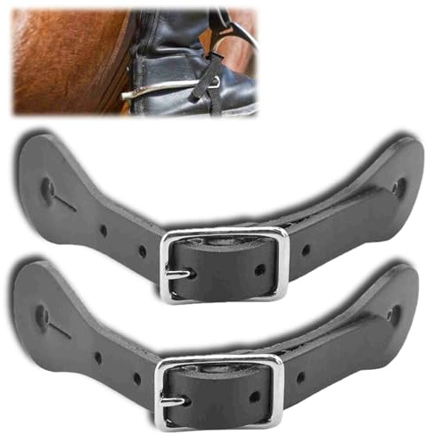 Spur Straps Western Womens cowboy spurs and straps Spurs For Boots Men, Spurs For Cowboy Boots,1 Pair Horse Riding Accessories Handmade Genuine Leather Equestrian Spur Strap (Black) nan