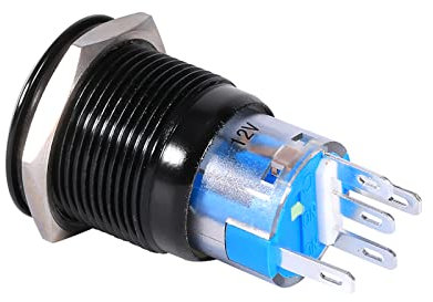 19 Mm 12–24 V LED Ein/Aus Schwarz Wasserdichter Selbstsichernder Riegel-Druckknopf-Flachschalter LED-Knopfschalter 12 V Schalter Ein/Aus 12 V (GREEN)
