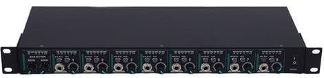 Amplificateur de Casque à 8 Canaux, Amplificateur de Casque Stéréo Compact et Portable Standard 1U pour Studio pour 1/4 1/8 Pouce écouteurs (Prise UE)
