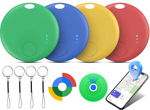 Air Tracker Android,4 Pack Smart Air Tracker Traceur,Fonctionne avec app Google et Apple Find My Localiser,Batterie Longue Durée,Traceur Localisateur D’Objets Bluetooth pour Les clés/Portefeuilles