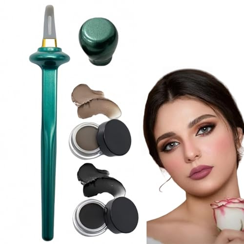 Brown and Black Gel Eyeliner with Reusable Eye Liner Silicone,Eye Liner&Makeup Tool,Eye/liner Guide Tools,Eyeliner Silicone Waterproof Ey/eliner Brush,Ey/eliner Stencil,Waterproof&Smudge-Proof Formula