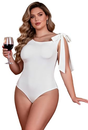 comeondear Body Sexy Curvy Femme Élégant Bodysuit Chic Sans Manche Top Grande Taille Leotard Justaucorps Lingerie Clubwear(Crochets et œillets à l'Entrejambe)