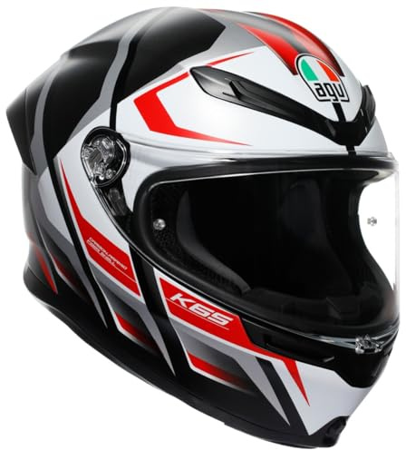 AGV K6 S Karve Premium Integralhelm Matt-Schwarz / Weiß / Rot S Carbon-Aramid Motorradhelm leicht mit Pinlock & Kommunikationsvorbereitung