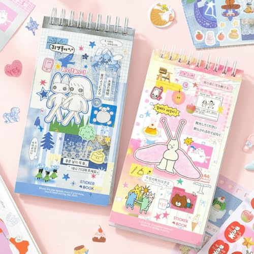 40 Blatt Kawaii Sticker Book Journaling,Cute Sticker & Preppy Sticker Set für Scrapbook,Fotoalbum und Aesthetic Journal,Clean Girl Stickers im japanischen Stil,Sticke Book mit Kawaii Aufkleber für DIY