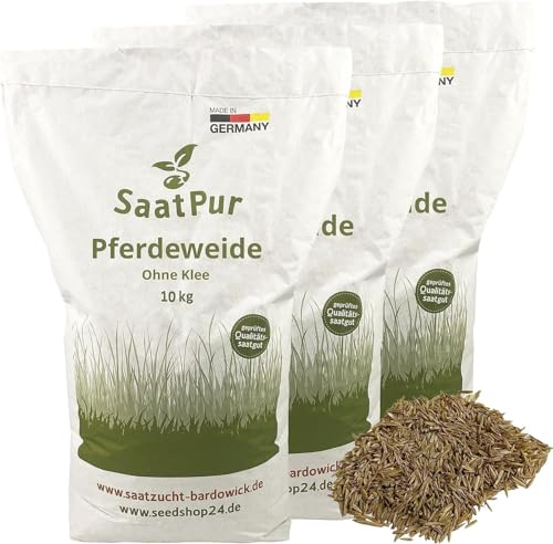 Weide Pferdeweide ohne Klee 30kg - Qualitäts-Mischung für stark beanspruchte Pferdweiden und Ausläufe Grünland Nachsaat Weidesamen Saatgut