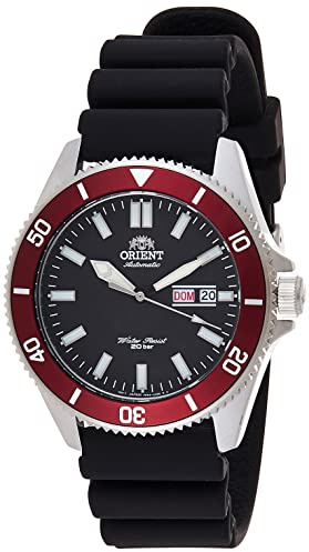 Orient Men's Kanno Stainless Steel Japanese-Automatic Diving Watch with Silicone Strap, Black, 20.5 (Model: RA-AA0011B19A)