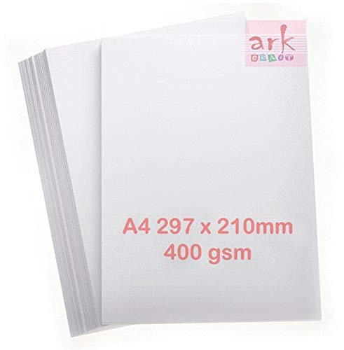 ARK - Carta da stampa super spessa, 400 g/mq, formato A4, 50 fogli, colore: Bianco