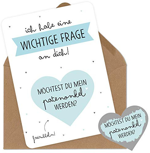 OWLBOOK Rubbelkarte Patenonkel Fragen Rubbellos mit wichtige Frage Geschenke Geschenkideen für Patenonkel Pate zum Schwangerschaft verkünden