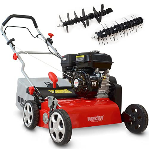 HECHT 2-IN-1 Benzin Vertikutierer/Lüfter für optimale Rasenpflege – 4,2 kW / 5,7 PS – 40 cm Arbeitsbreite – 45 l Fangkorb – mit 2 Walzen für effektives entfernen von Moos und Unkraut im Rasen