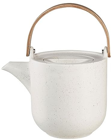 ASA coppa Teekanne mit Holzgriff sencha Porzellan 0,6l, Weiß