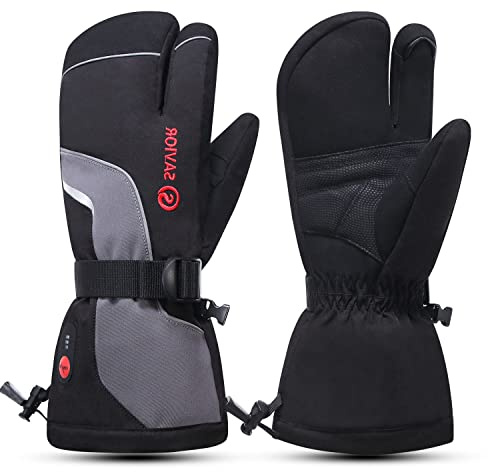 SAVIOR HEAT Heated Mittens Battery Gloves Men Women,Flexible 3-Finger Rechargeable Ski Gloves with 7.4V 2200mAh Battery for Winter Snow Skating Skiing