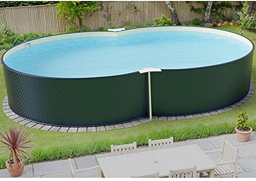 Stahlwandpool Set (6-teilig) achtform 540x350x120cmStahl 0,4mm anthrazit, Folie 0,4mm Sand, Einh.