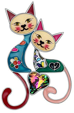 DOWAY Cute Gato Regalos Esmalte Broche Para Ropa Mujer Gato Alfileres Moda Animales Joyería Accesorios Charms (Multicolor)