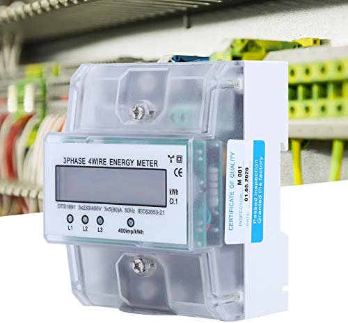 Cadeau de Juillet Compteur d'énergie électrique, compteur sur rail DIN, maison triphasée à 4 modules pour systèmes de sous-compteurs Équipement industriel Équipement électrique