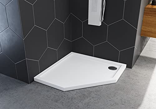 Piatto doccia extra piatto in acrilico da incollare direttamente, altezza 4,5 cm (80 x 80 x 4,5 cm, 5 angoli)