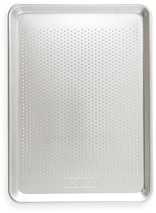 Nordic Ware Naturals Perforated Crisping Half Sheet Pan for Baking or Roasting, Uncoated Natural Aluminum with Reinforced Steel Rim Prevents Warping