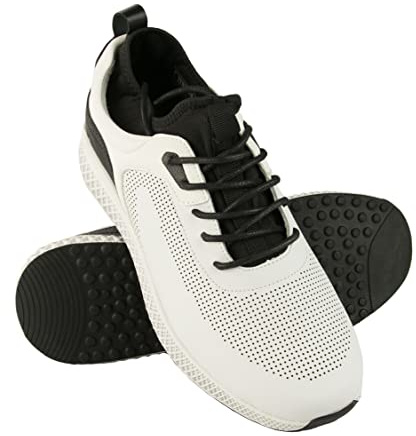 Zerimar Calzado Golf para Hombre | Zapatos Hombre Piel | Zapatos de Golf Hombre | Zapatos Deportivos de Cuero | Zapatos de Golf | Color: Blanco Negro Talla 42