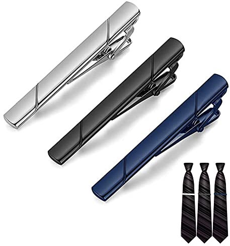 LONGHAO 3 pcs,Klassische Krawattenklammern,Krawatte Klammer,Herren Krawattennadel,Krawattenklammer-Set FüR Hochzeiten,für Valentinstag,JubiläUm,Vatertagsgeschenk für Papa