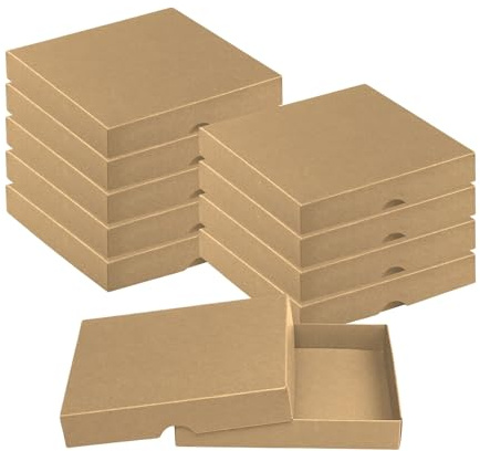 Natürlich verpacken Faltschachtel 15,5 x 15,5 x 2,5 cm, Braun, Deckel, Jade Kraftkarton - 10er Set