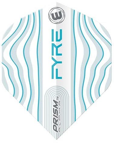 WINMAU Prism Alpha Fyre Weiß, Aqua und Blau Dart-Flüge - 1 Satz pro Packung (insgesamt 3 Flüge)