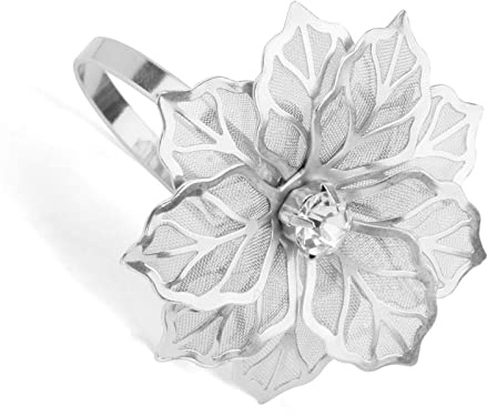 12 Stück Serviettenringe mit ausgehöhlten Blumen Servietten Halter für Hochzeits Party Feiertagsbankett Weihnachtsessen Zarte Schnallen Serviette Dekor Gnst Silber