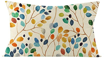 Generic Kissenbezug Frühling 30 x 50 cm, Rechteck Frühling Blumen Dekorativ Kissenhülle, Schön Einseitig aus Leinen, für Sofa, Schlafzimmer, Wohnzimmer (E, 4er Set)