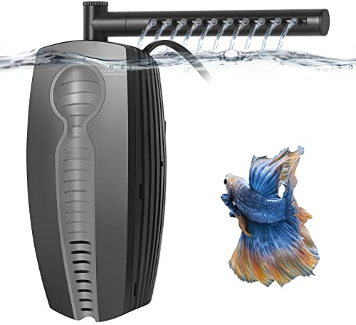 PYPABL Filtro per Acquario Regolabile 600L/H, Pompa Filtro Interno Acquario Silenzioso 8W per Acquario 30-180L Pesci e Tartarughe
