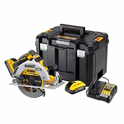 DeWALT Akku-Handkreissäge DCS573H2T-QW 18V 5Ah, Ø190mm Sägeblatt, Akku-Kreissäge inkl. Powerstack-Akku