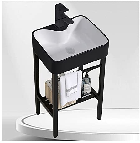 Lavabo da appoggio Lavandino da bagno in ceramica Lavandino multiuso per lavanderia, con piedini in metallo Ripiano per lavabo da toeletta, per lavori commerciali e per la casa ( Color : F , Size : 40