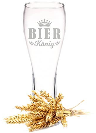 Leonardo Weizenglas mit Gravur - Bierkönig V2 - Geschenk für Männer ideal als Vatertagsgeschenk - Bierglas mit Gravur - Weizenbierglas als Geburtstagsgeschenk für Männer - 0,5l