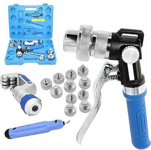 Hydraulic Tube Expander Kit with Pipe Cutter, HVAC Swaging Tool Kit, 3/8 to 1-1/8 Inches Air Conditioning Copper Tubing Expander, Deburring Tool, Pipe Expanding Tool Refrigeration Tool ( Size : 10-28m