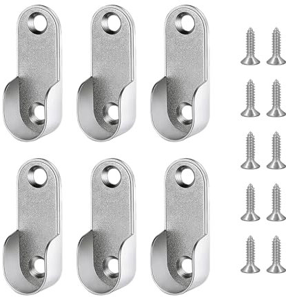 CANGCANG 6PCS Kleiderstange Halterung mit 10 Stücke Schrauben, Schrankrohrlager oval Halterung für Kleiderstange Metall Schrank Kleiderstangenhalter für Ovalstange