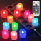 PChero LED Teelichter Wiederaufladbar mit Timer Fernbedienung, 12er Set RGB LED Multicolour Bunte Kerzen Aufladbar Flackernd mit Timerfunktion und Ladestation für Halloween Zimmer Deko Weihnachten