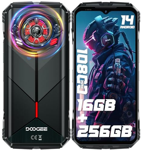 DOOGEE S Punk Rugged Smartphone Android 14 (2024), 16GB+256GB Telefono Indistruttibile, 126dB Speaker/LED Luci, 10800mAh(33W), 6.58 FHD+, 50MP Camera, 4G Dual SIM/NFC, IP68/IP69K Cellulare Antiurto