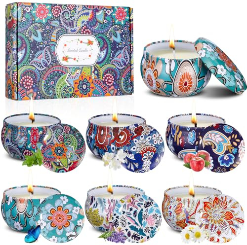 Bixury Ensemble de 6 Bougies Parfumées - Coffret Cadeau Original pour Femme - Aromathérapie, Bain, Fête des Mères et Noël