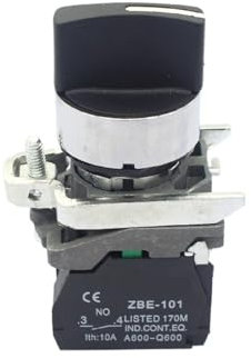Interruptor pulsador selector de 3 posiciones con manija estándar eléctrica XB4-BD33, 220 V, 2 NO