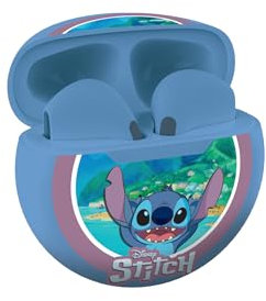 LEXIBOOK, Disney Stitch, Auriculares estéreo inalámbricos, Sonido, Micrófono Integrado, Controles táctiles, Estuche de Carga, Sonido Limitado a 85 dB, Azul, HPBT05D