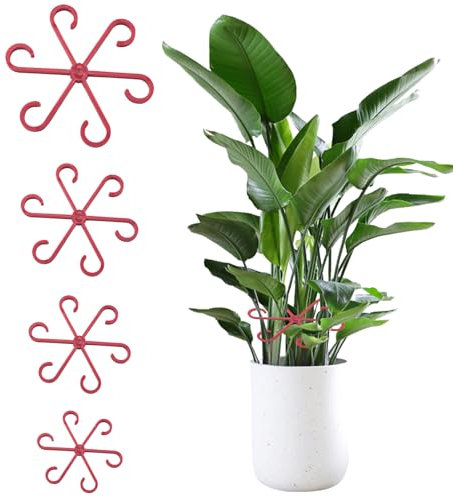 Skeadex 4 supporti per piante rampicanti, per piante rampicanti, fiori, ortensie, rose, pomodori (rosso)