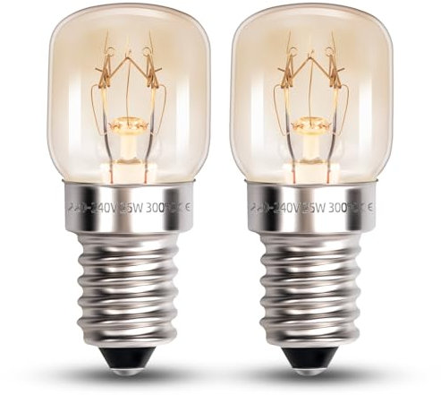 Ampoule de Four T22 E14 25W Blanc Chaud 2700k, AC 220-240V, jusqu'à 300°C, Lampe Four 25W Petit Culot, Ampoule pour Four Micro-Ondes, Lampe à Sel, Dimmable, lot de 2