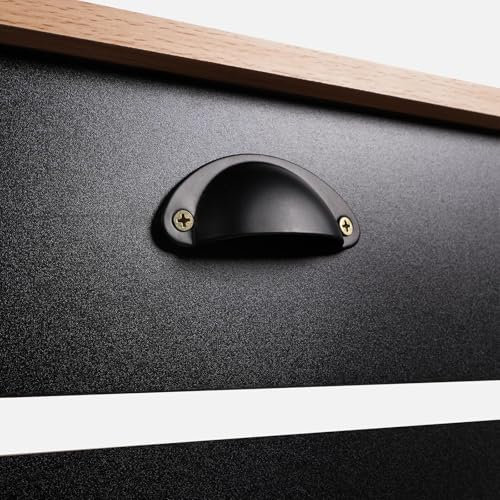 OHS Black Radiator Cover Medium, Oak Look Top Stylish Decorative MDF Slatted Top Radiator Cover for Hallway Living Room Bedroom