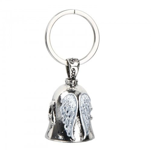 Duronge Campana de Moto, Campana de Moto de Ángel de Acero Inoxidable, Llavero Moto Campana Guardiana con Anillo Colgante, Moto Campana Guardiana