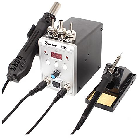 Stazione per saldatore, Stazione di saldatura 8586 2-in-1 di saldatura elettrica Irons aria calda di calore 76 0W SMD Rilavorazione dissaldatura saldatura Kit Strumenti di riparazione,Stazione Di Sal