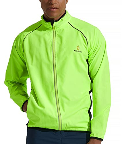 Fahrradjacke Herren Wasserfest Atmungsaktiv Windbreaker Leicht und Luftige Fahrradbekleidung mit Reißverschlusstaschen Langarm Fahrradtrikot Sommer Raglanärmel Reflektierende Packbare Radtrikot