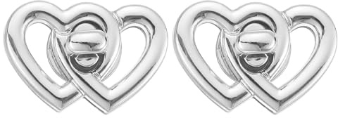 QUARKZMAN 2Pcs Cierre Giratorio De Candado 1.46 x 0.98 Plata | Cierres Y Sujetadores Para Bolso De Aleación De Aluminio, Clip De Doble Corazón, Para Accesorios De Hardware
