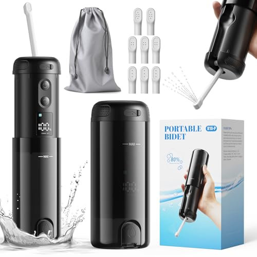 Wisada Po Dusche Elektrische mit LED Display, Wiederaufladbar Reise Tragbares Bidet 250ml Intimdusche & Analdusche mit Druckregulierung für Sanfte Körperpflege, Wochenbettzeit Pflege