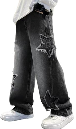 Happy Cherry Baggy Jeans pour Garçons Pantalons Large en Denim Garçon Hip Hop Y2K Streetwear Enfants Décontracté 5-16 Ans