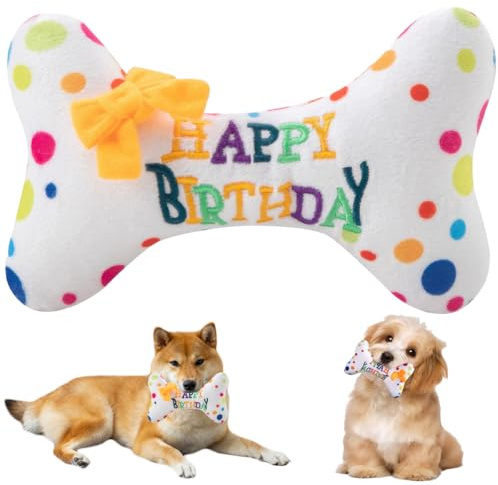Hundespielzeug Geburtstag Hund, Dauerhaft Hunde Geburtstags Plüschtier | Dog Birthday Toys Weich und bequem, Hund Geburtstagstorte Spielzeug, Haustier Knorpelspielzeug Geburtstagsgeschenke für Hunde